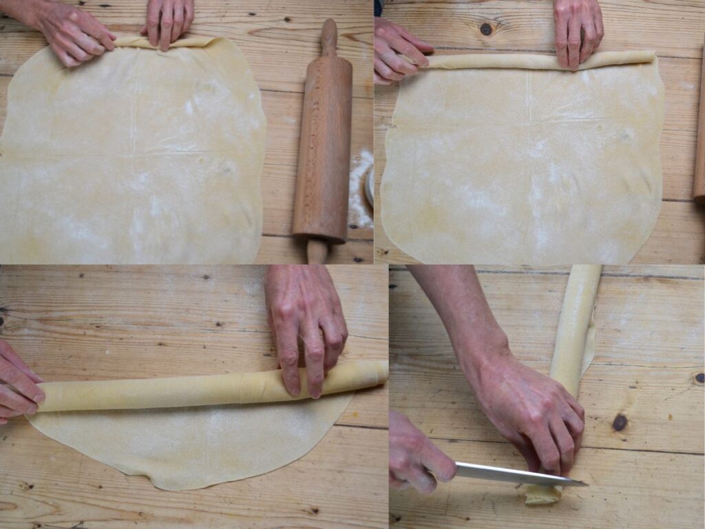 Process of rolling the spelt pasta dough