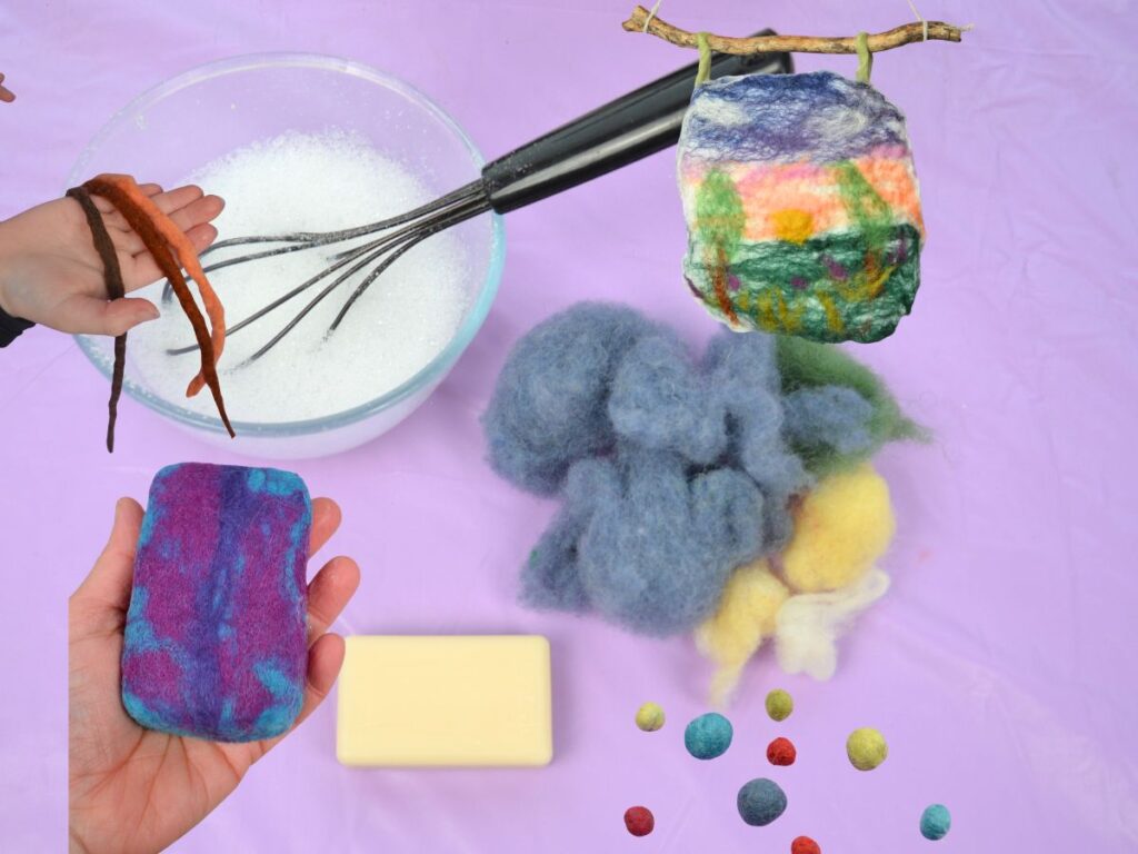 Bowl of soapy water, toolbar of soap.