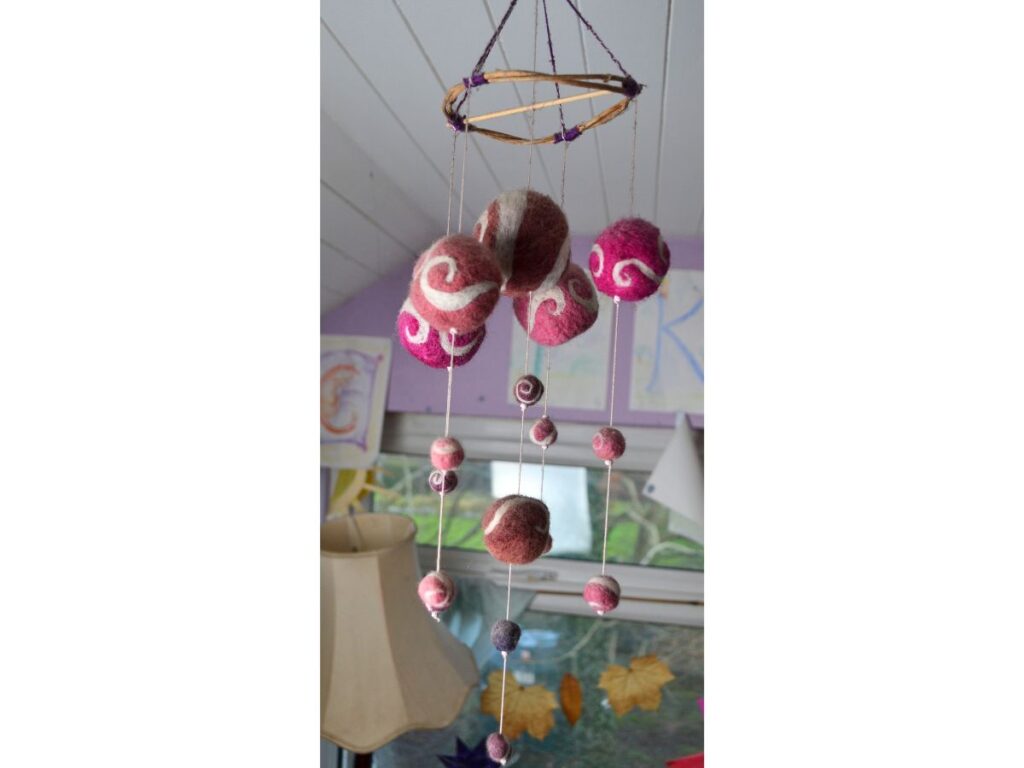 Needle felt balls mobile