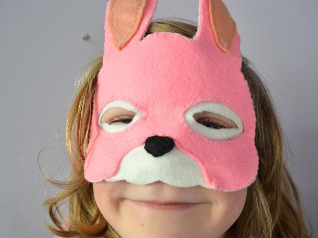  FA boy wearing a felt Bunny mask.