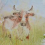 Painting of a cow with horns