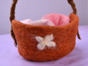 A handmade felted basket