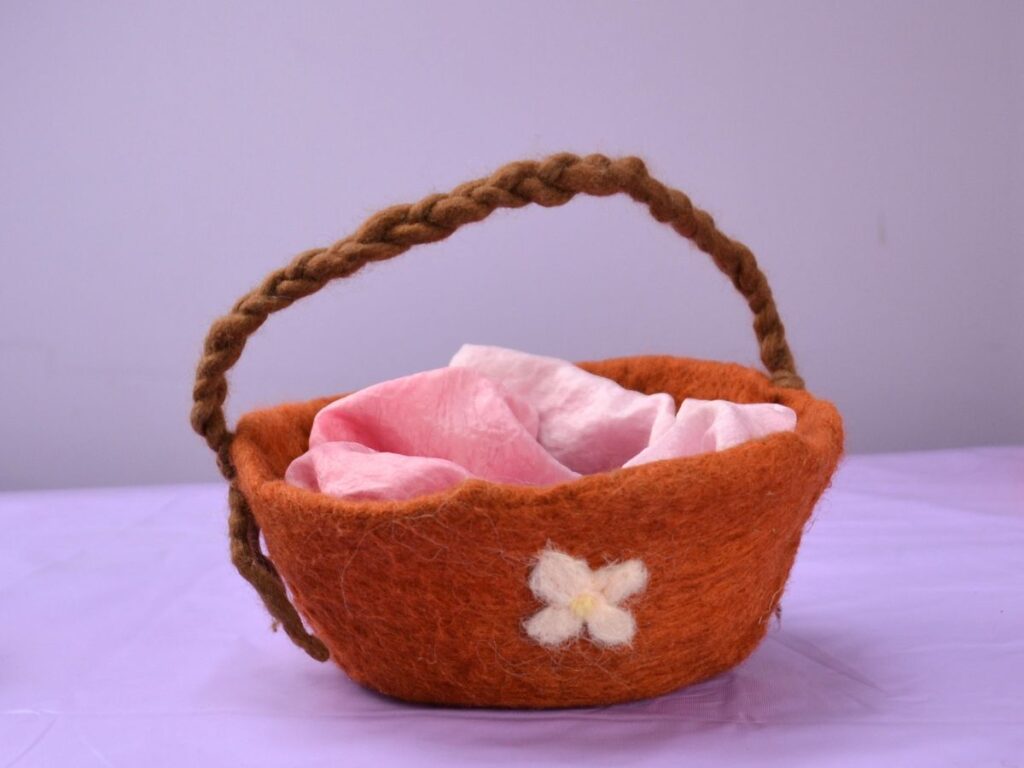 A wet-felted basket.