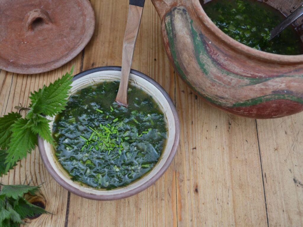 A bowl of miso nettle soup