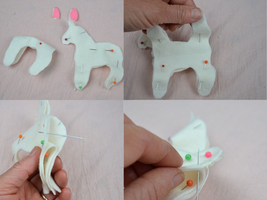 Felt Unicorn pieces pin together.