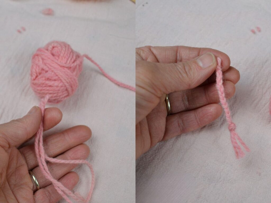 A wool braid for the tail of a Felt Unicorn.
