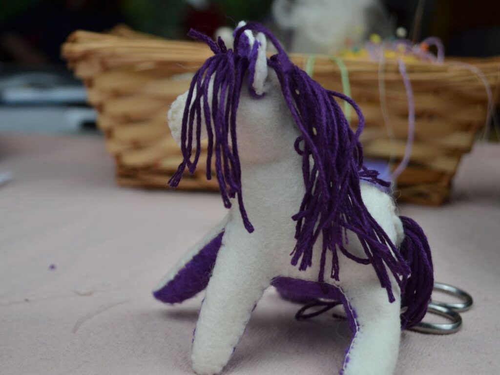 A Felt pegasus without wings.