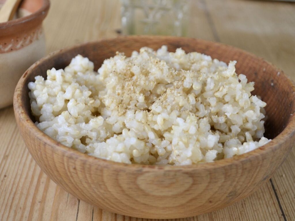 Brown rice with Gomashio.