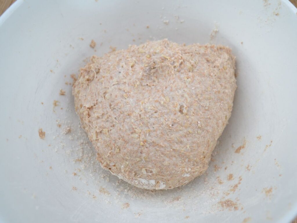 Rice Bread dough in a bowl.