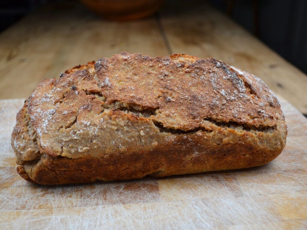 Rice Bread on a wooden board.