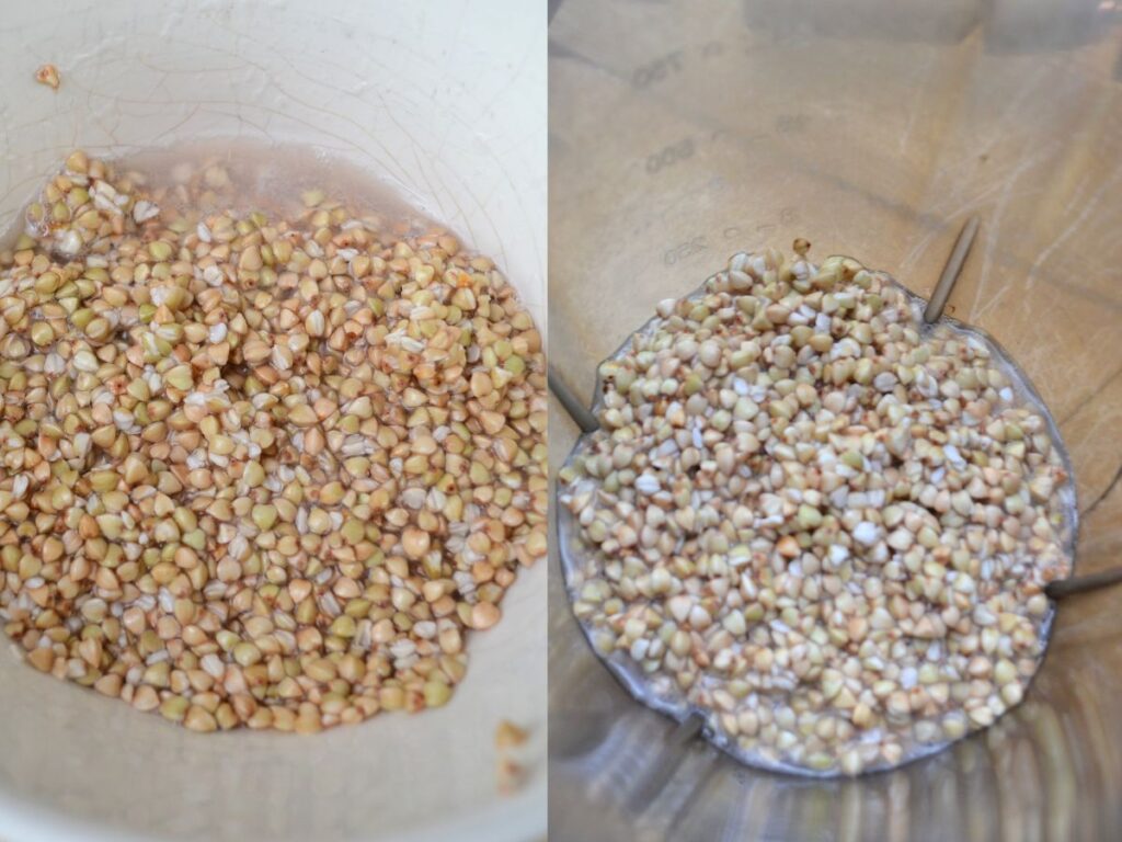 buckwheat in a bowl and in a blender